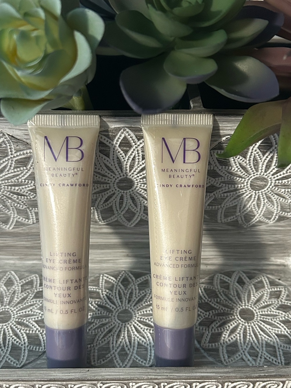 Meaningful Beauty Lifting Eye Crème Tubes - Pearl with Lavender Caps